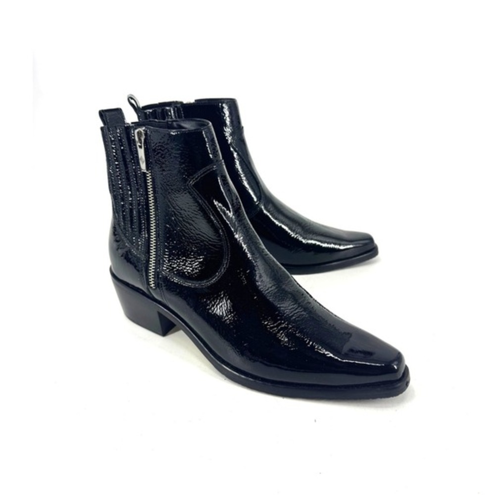 Donald Pliner Marisol Black Patent Leather Western Ankle Boots‎ Size 10M